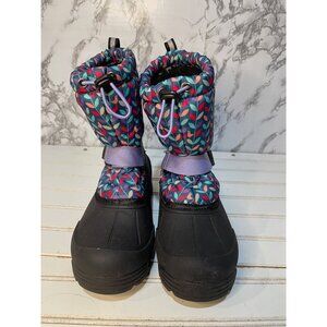 Northside Girls Winter Snow Boots Size 5 Waterproof Insulated Leaf Pattern Black